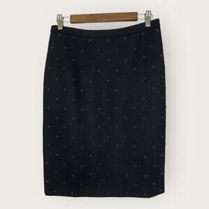 Garnet Hill Womens size 4 Small Wool Blend Beaded Pencil Skirt Navy Blue